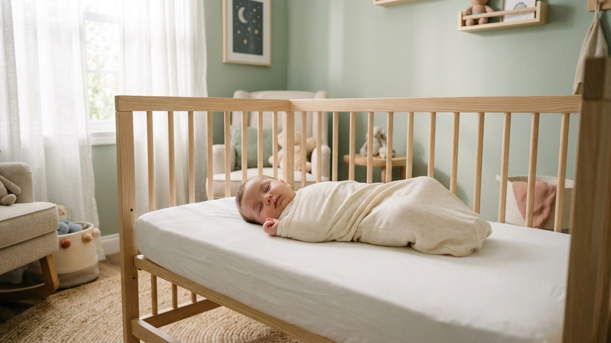 Bebé durmiendo plácida y seguramente en su cuna