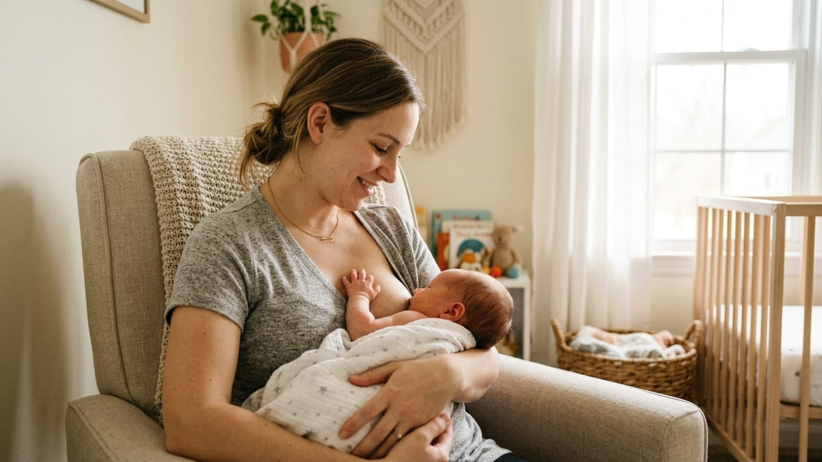 Madre amamantando y nutriendo con amor a su recién nacido